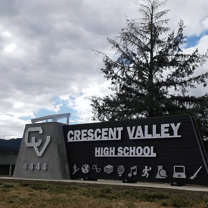 Crescent Valley High School entrance sign